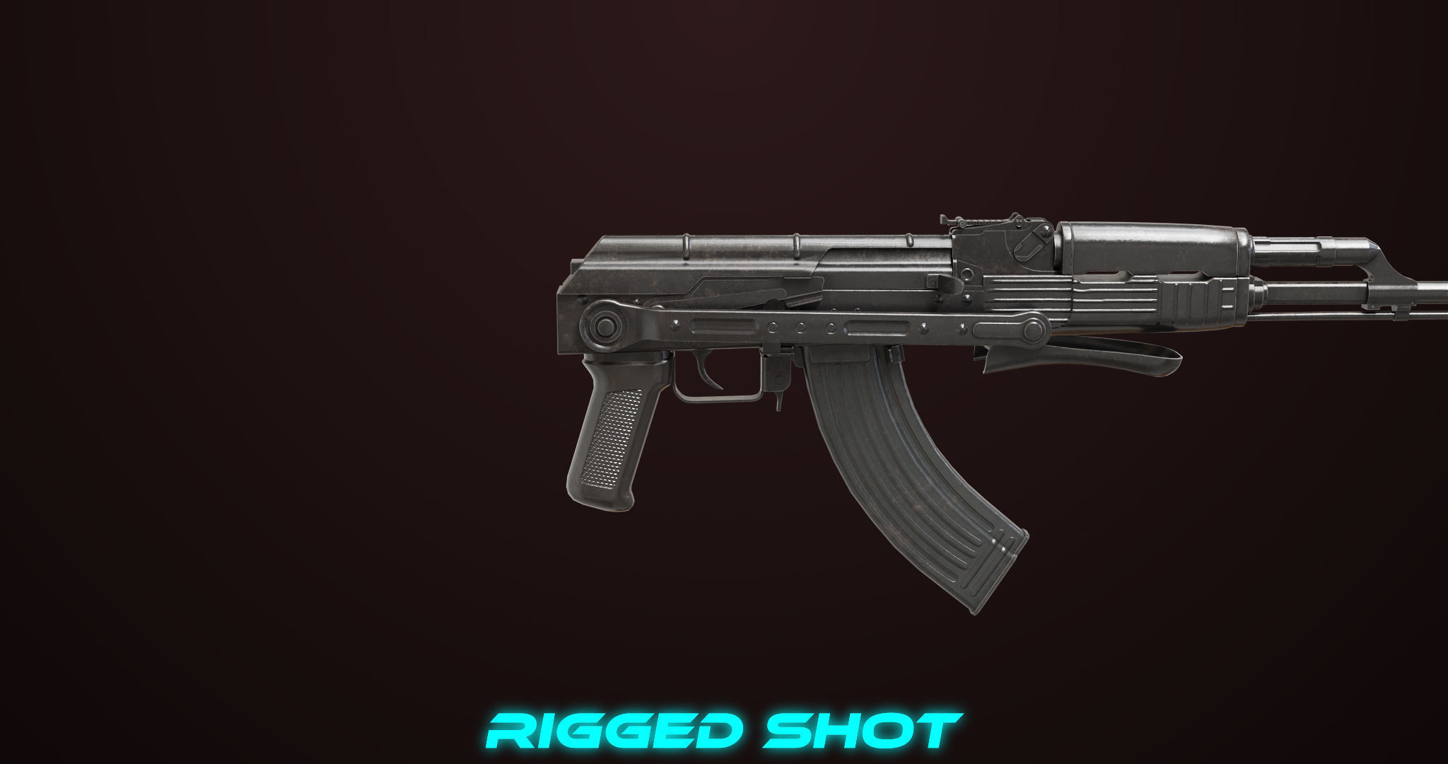 AKMS Light Machine Gun 10 Metal All PBR Unity Low-poly 3D model_26