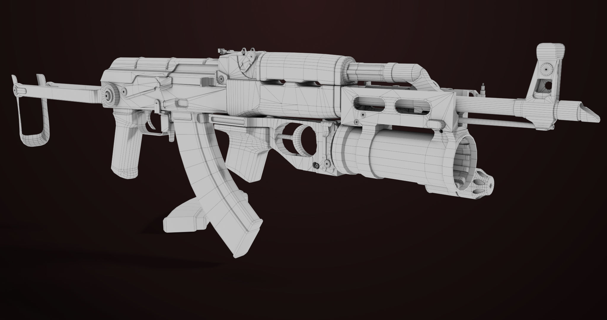 AKMS Light Machine Gun 10 Metal All PBR Unity Low-poly 3D model_88