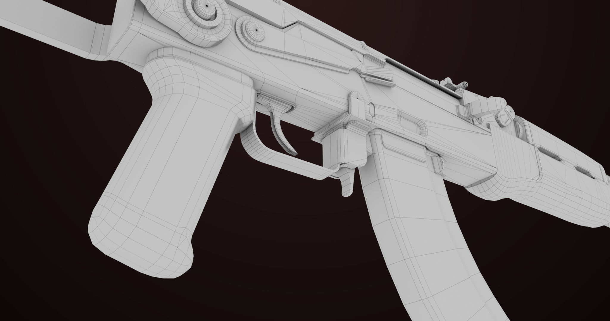 AKMS Light Machine Gun 10 Metal All PBR Unity Low-poly 3D model_77