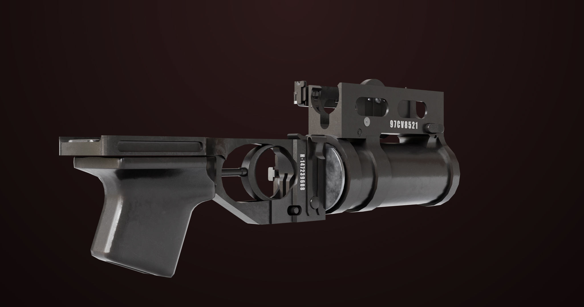 AKMS Light Machine Gun 10 Metal All PBR Unity Low-poly 3D model_32