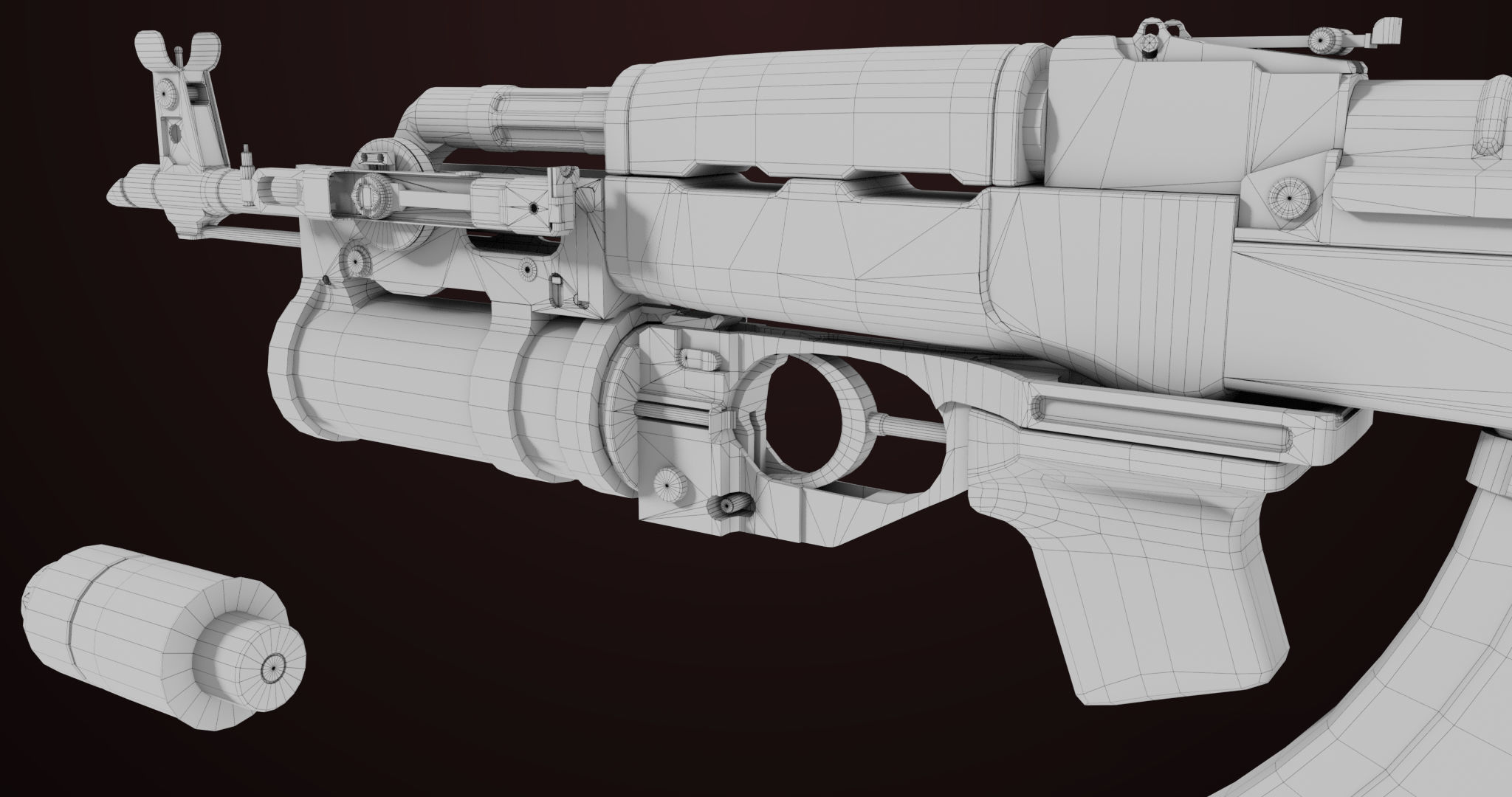 AKMS Light Machine Gun 10 Metal All PBR Unity Low-poly 3D model_90