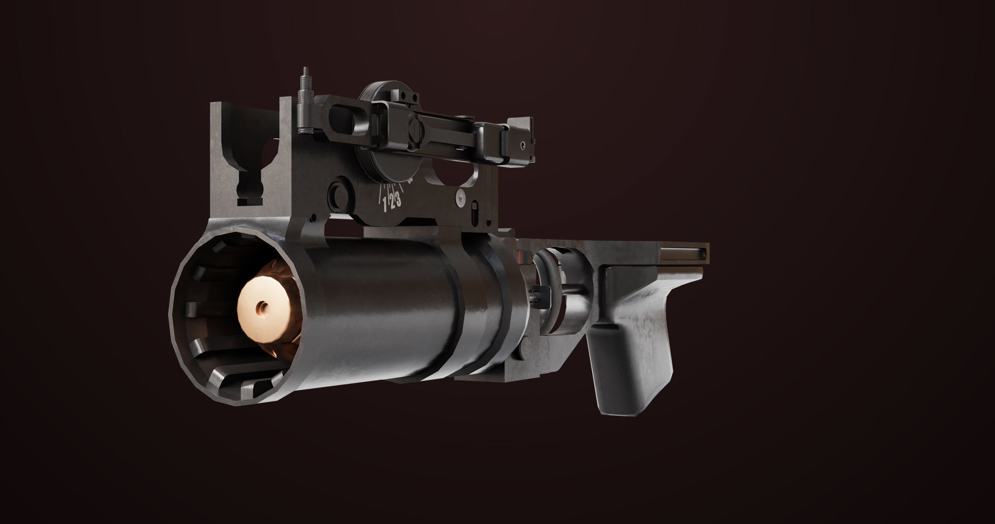 AKMS Light Machine Gun 10 Metal All PBR Unity Low-poly 3D model_30