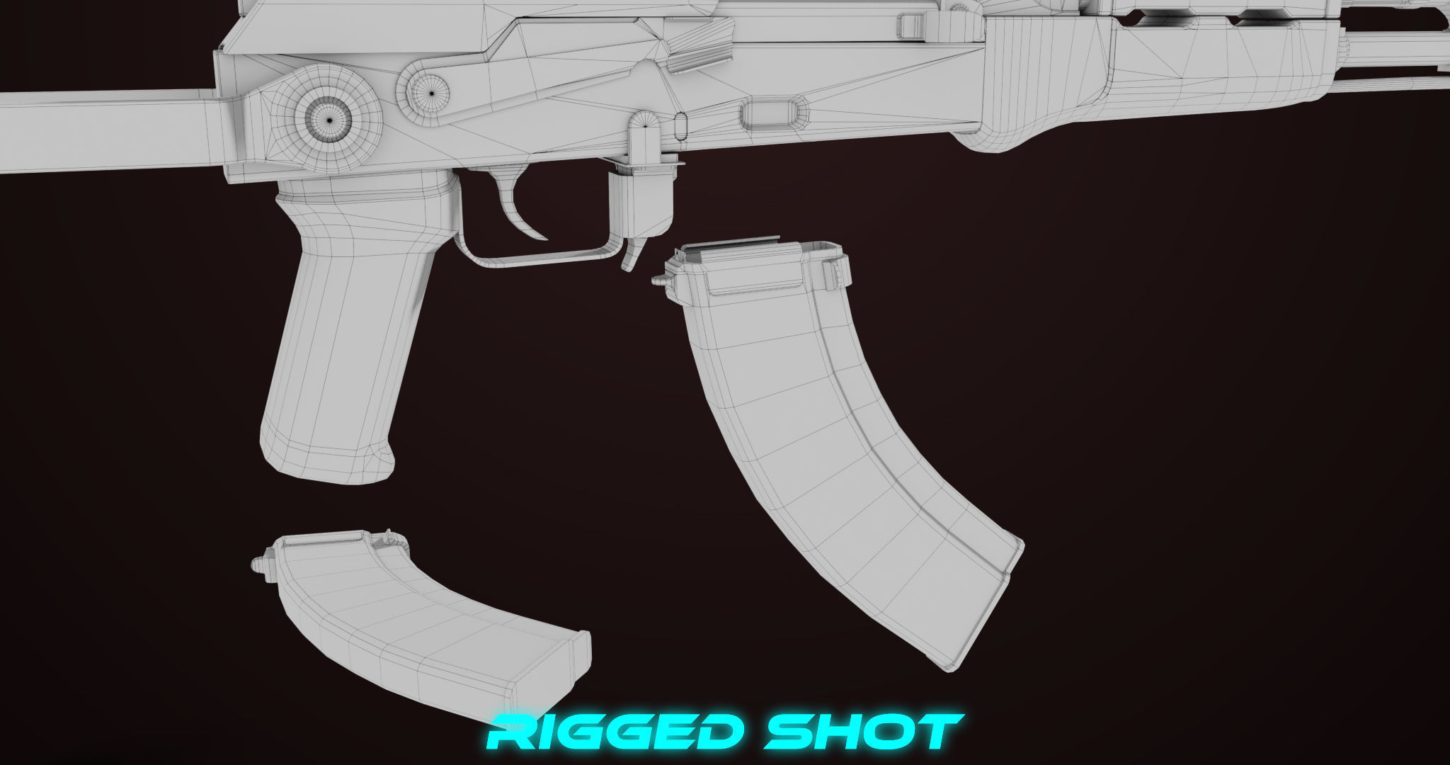 AKMS Light Machine Gun 10 Metal All PBR Unity Low-poly 3D model_73