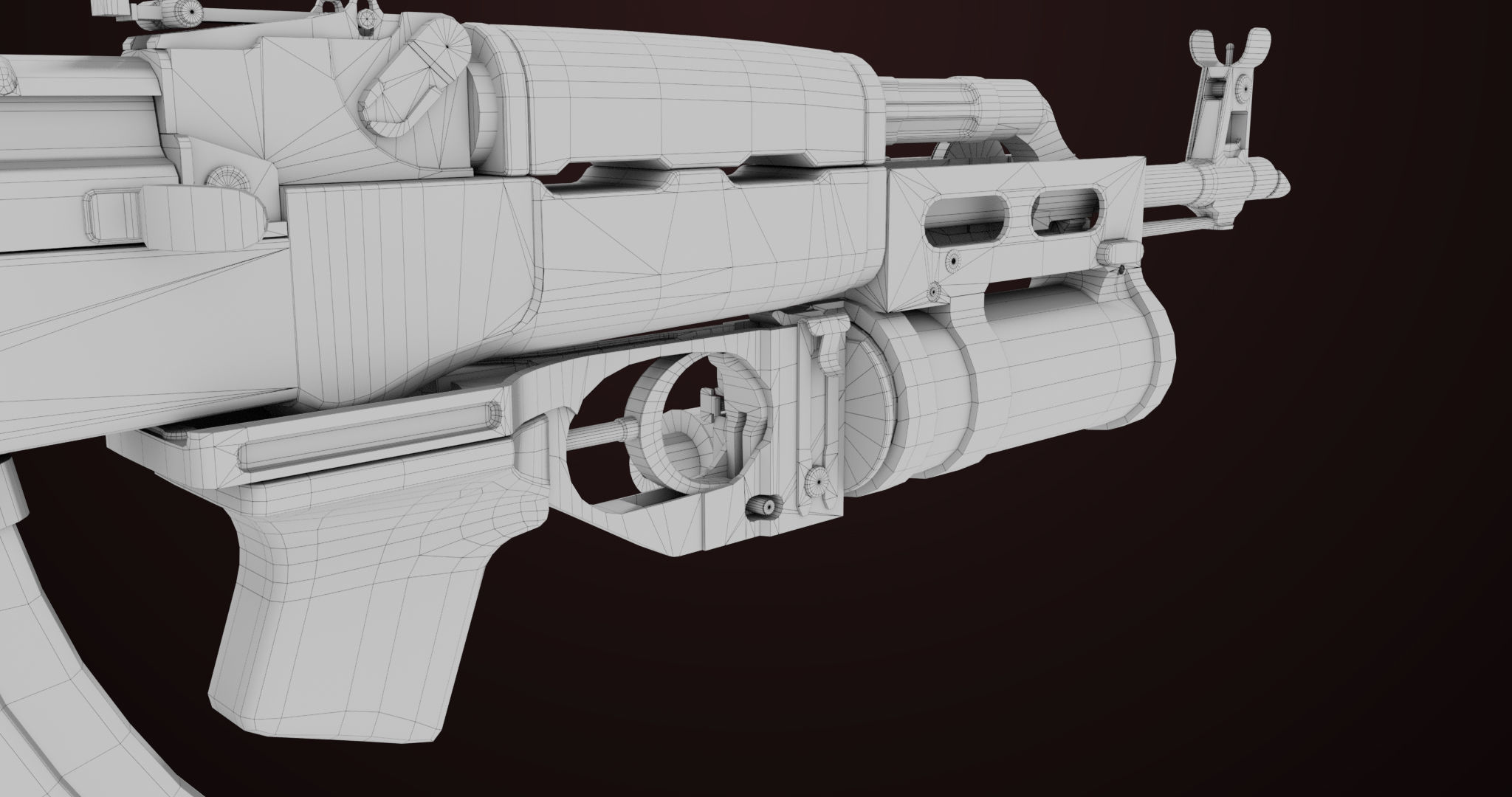 AKMS Light Machine Gun 10 Metal All PBR Unity Low-poly 3D model_89