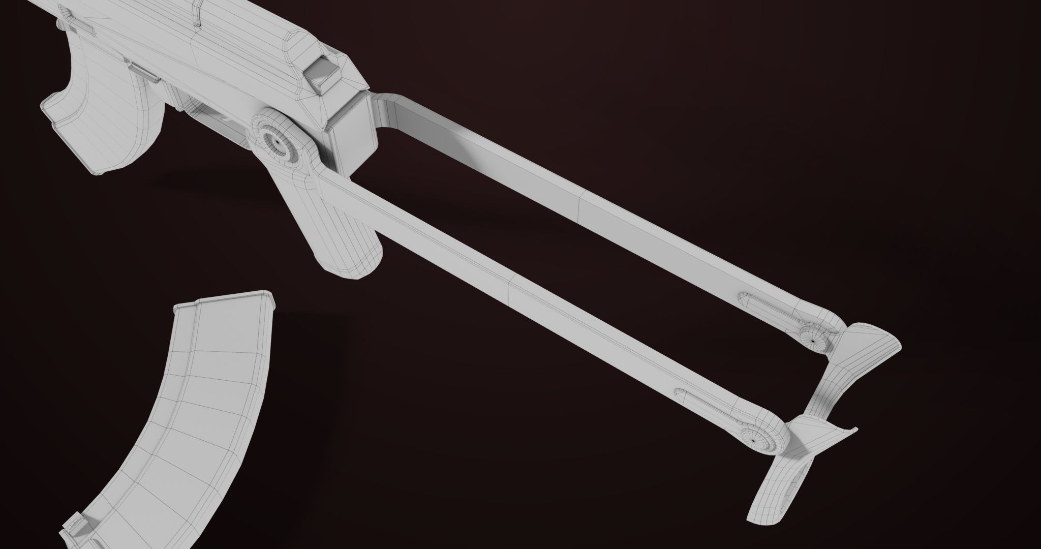 AKMS Light Machine Gun 10 Metal All PBR Unity Low-poly 3D model_76