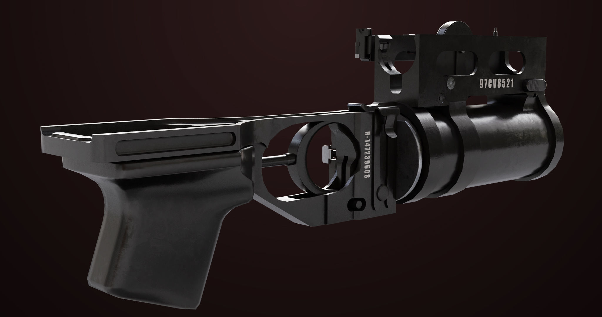 AKMS Light Machine Gun 10 Metal All PBR Unity Low-poly 3D model_35