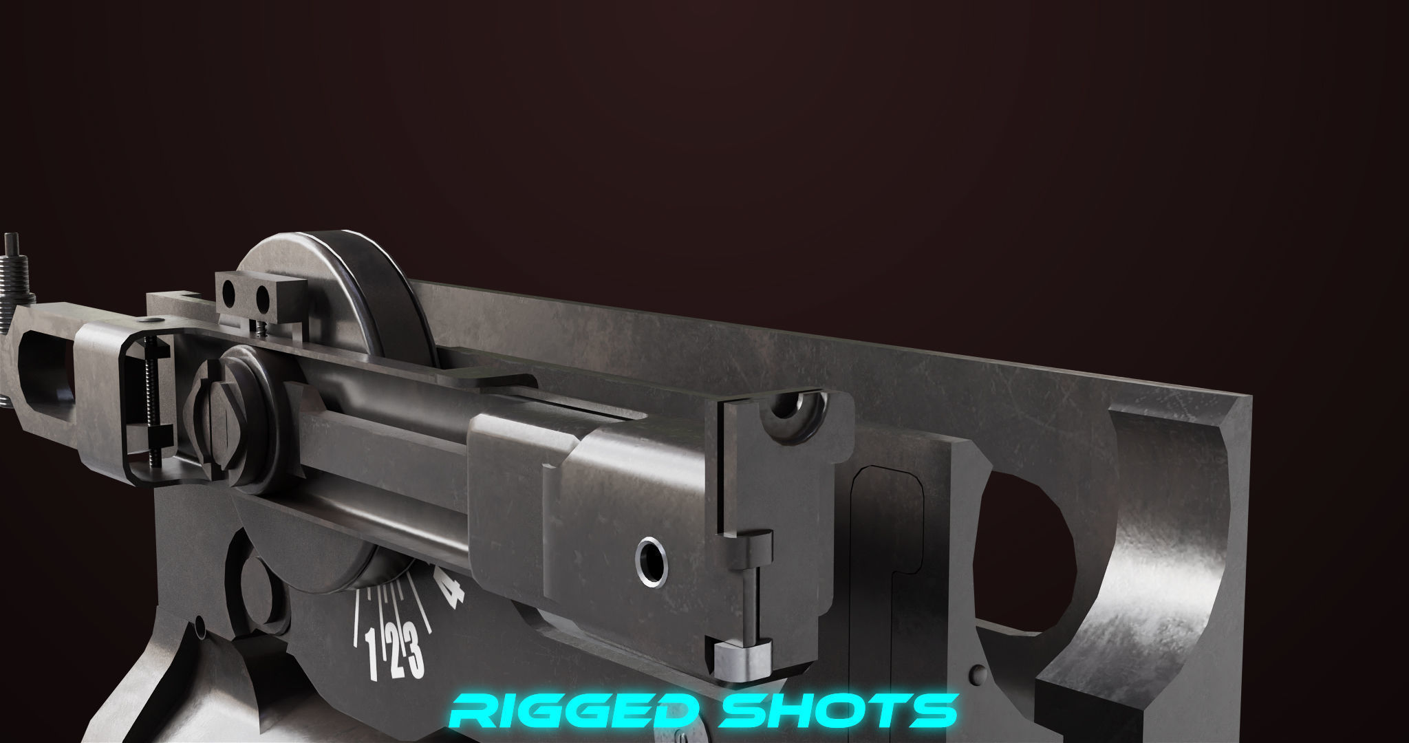 AKMS Light Machine Gun 10 Metal All PBR Unity Low-poly 3D model_38