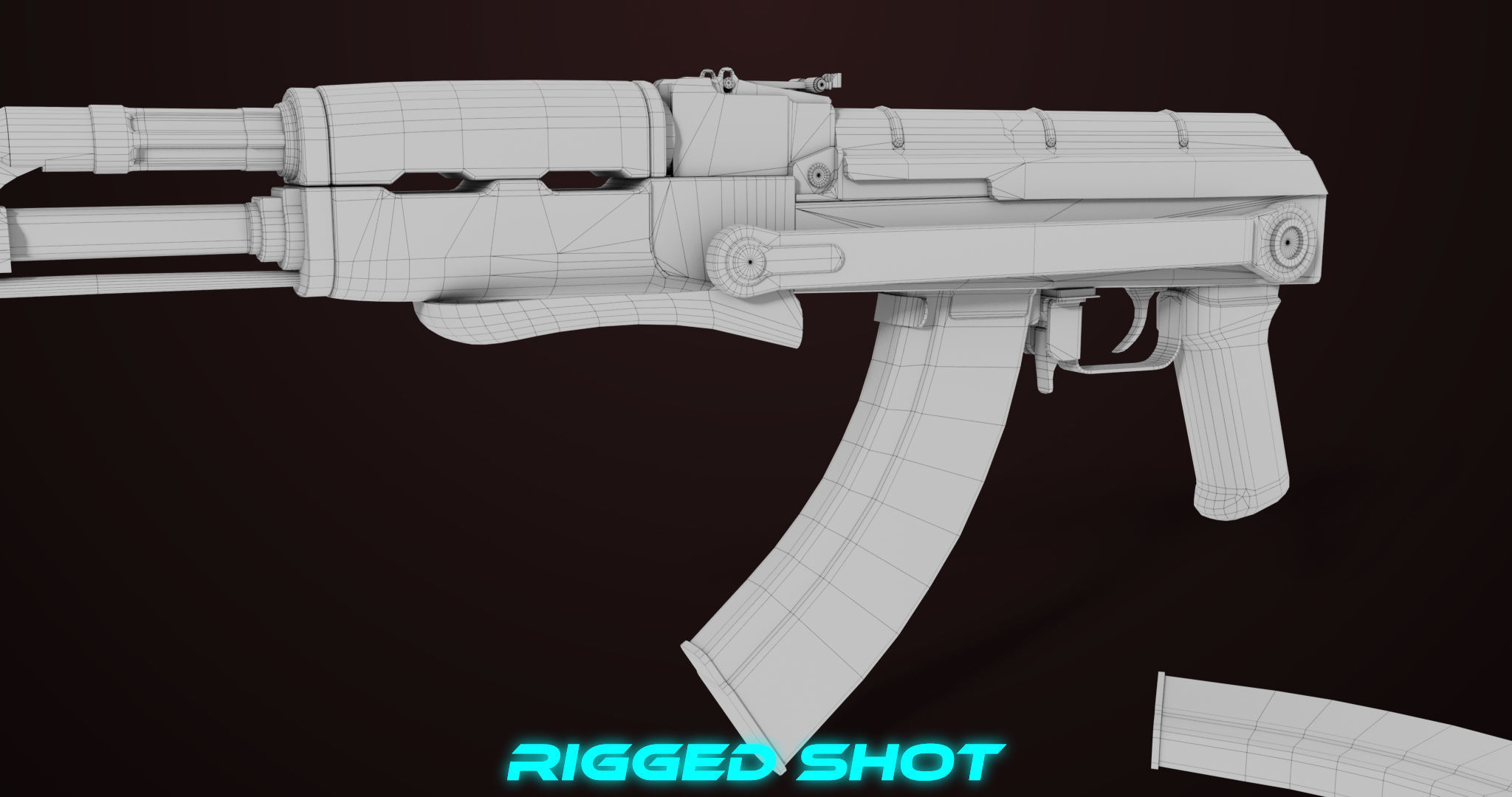 AKMS Light Machine Gun 10 Metal All PBR Unity Low-poly 3D model_82