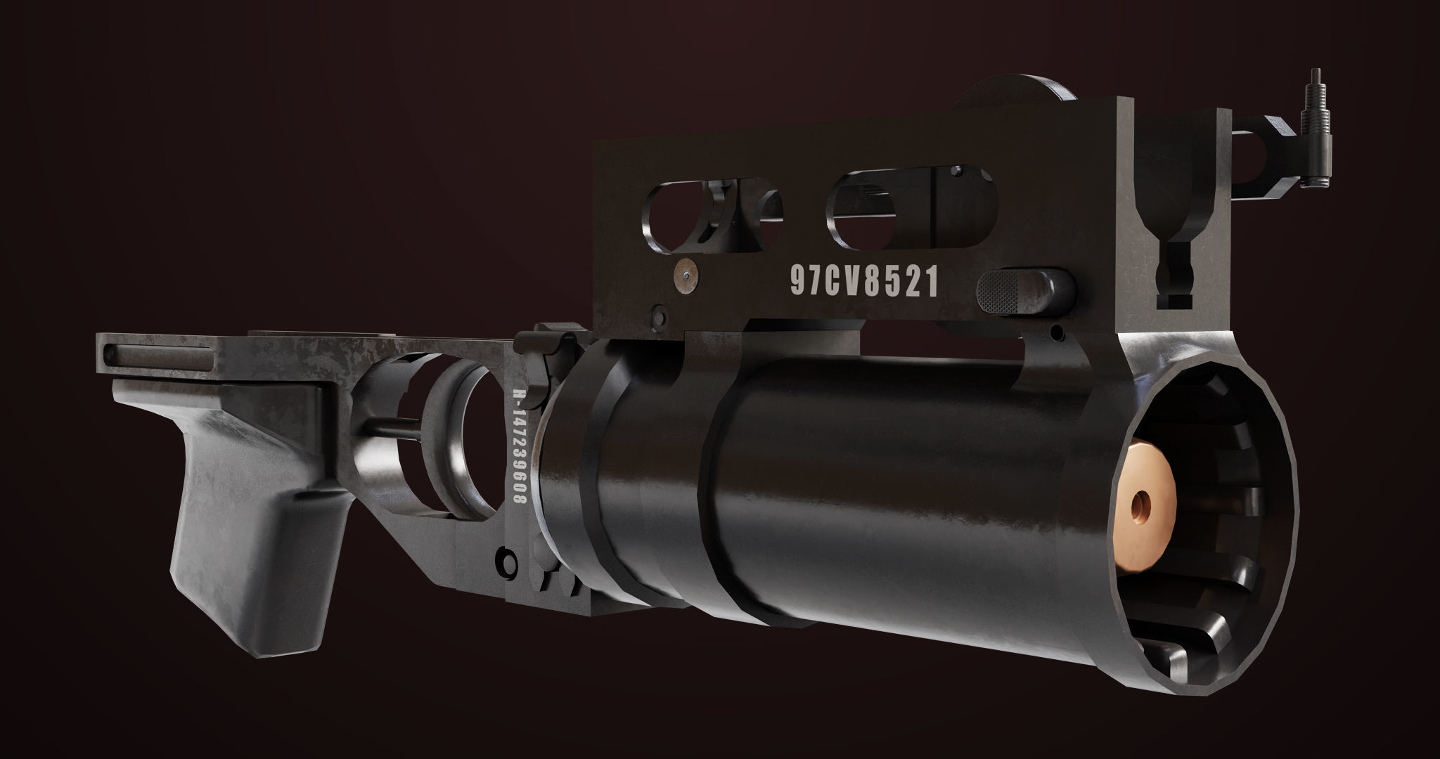 AKMS Light Machine Gun 10 Metal All PBR Unity Low-poly 3D model_37