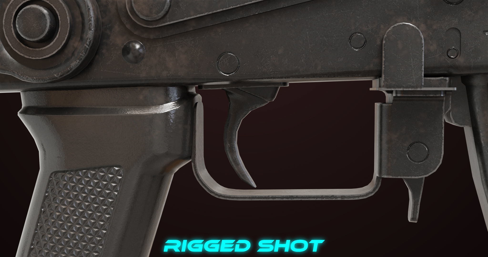 AKMS Light Machine Gun 10 Metal All PBR Unity Low-poly 3D model_18