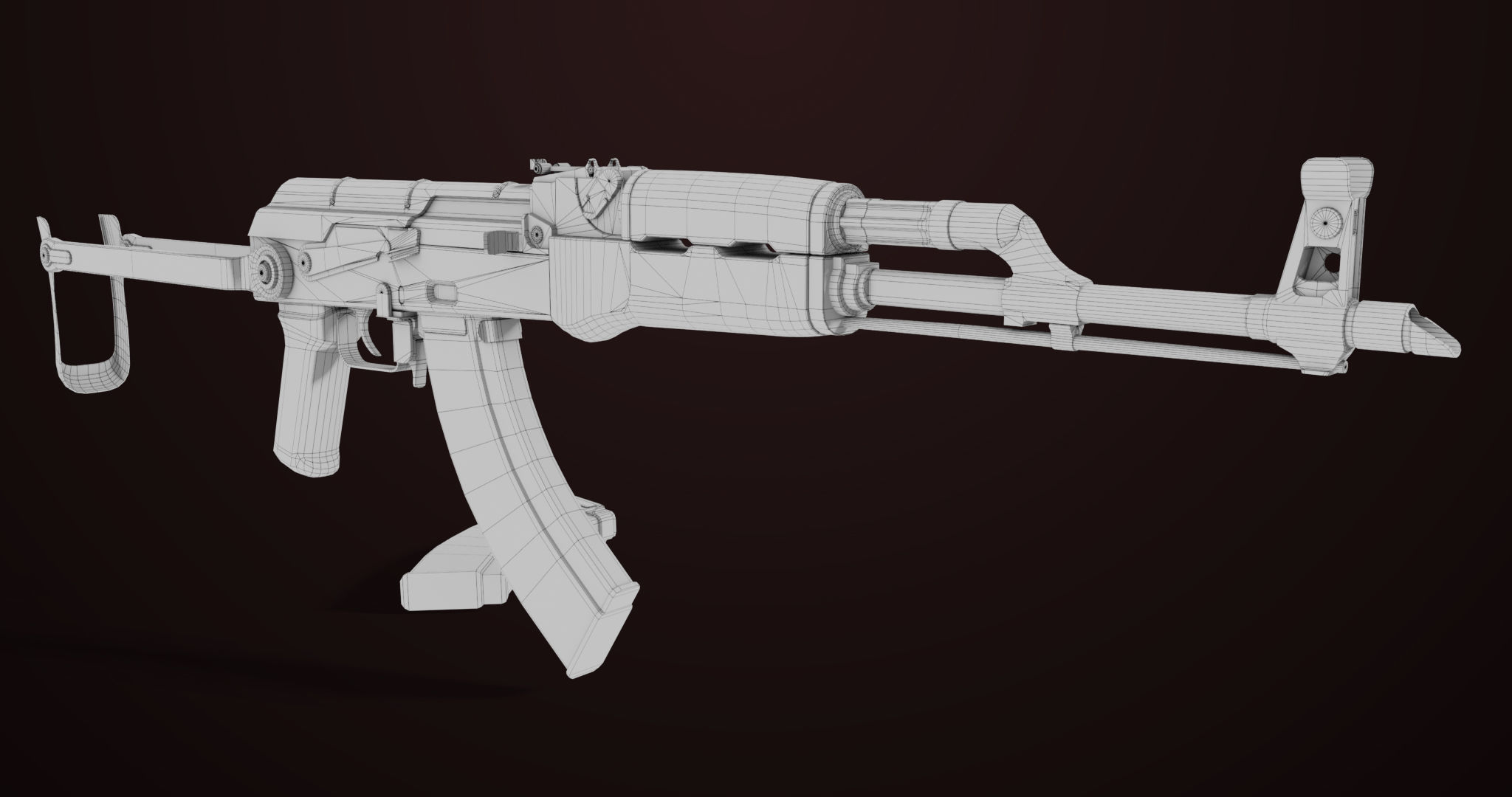 AKMS Light Machine Gun 10 Metal All PBR Unity Low-poly 3D model_56