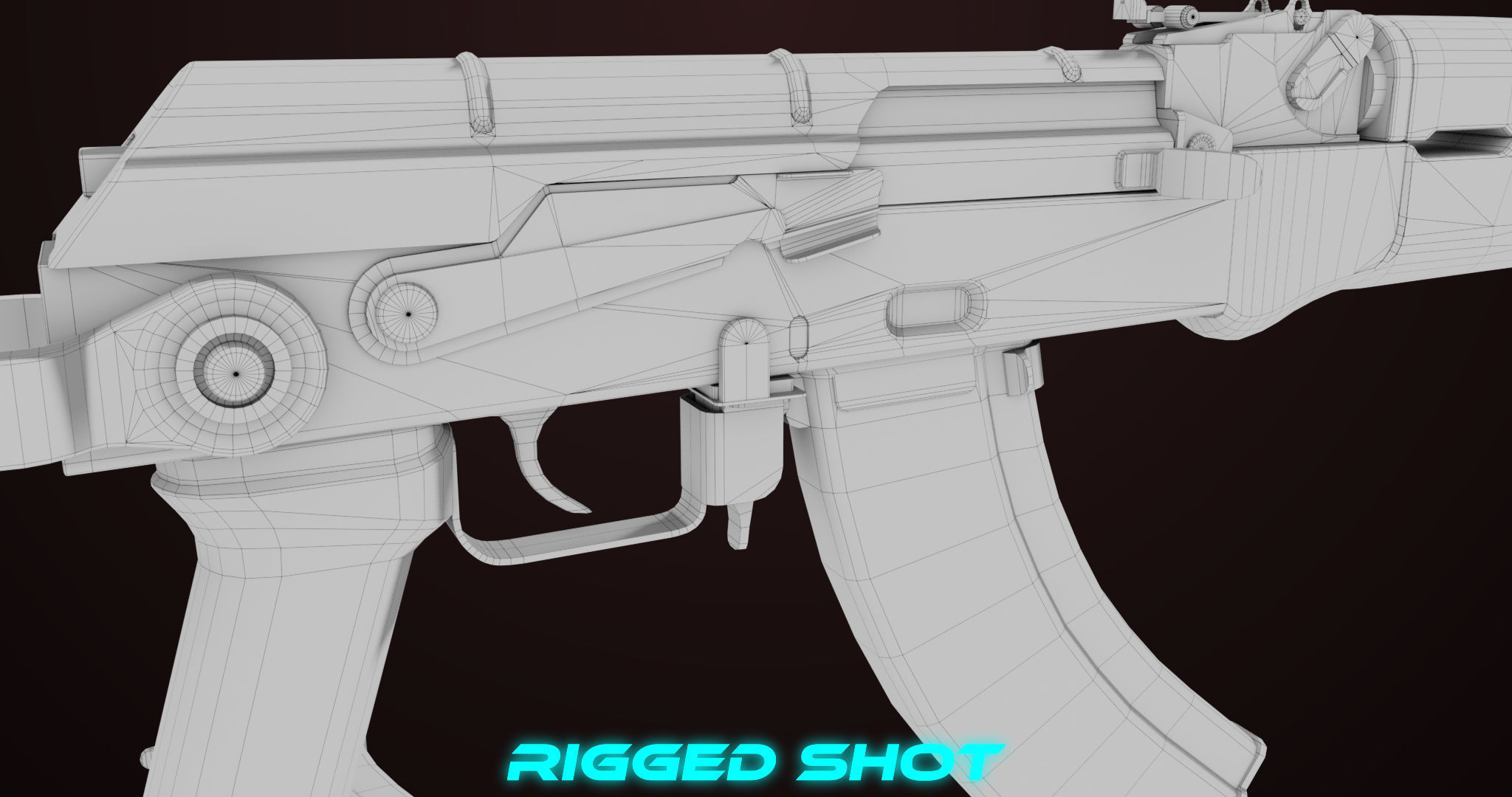 AKMS Light Machine Gun 10 Metal All PBR Unity Low-poly 3D model_67