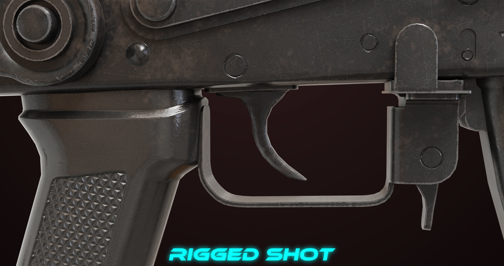 AKMS Light Machine Gun 10 Metal All PBR Unity Low-poly 3D model_17