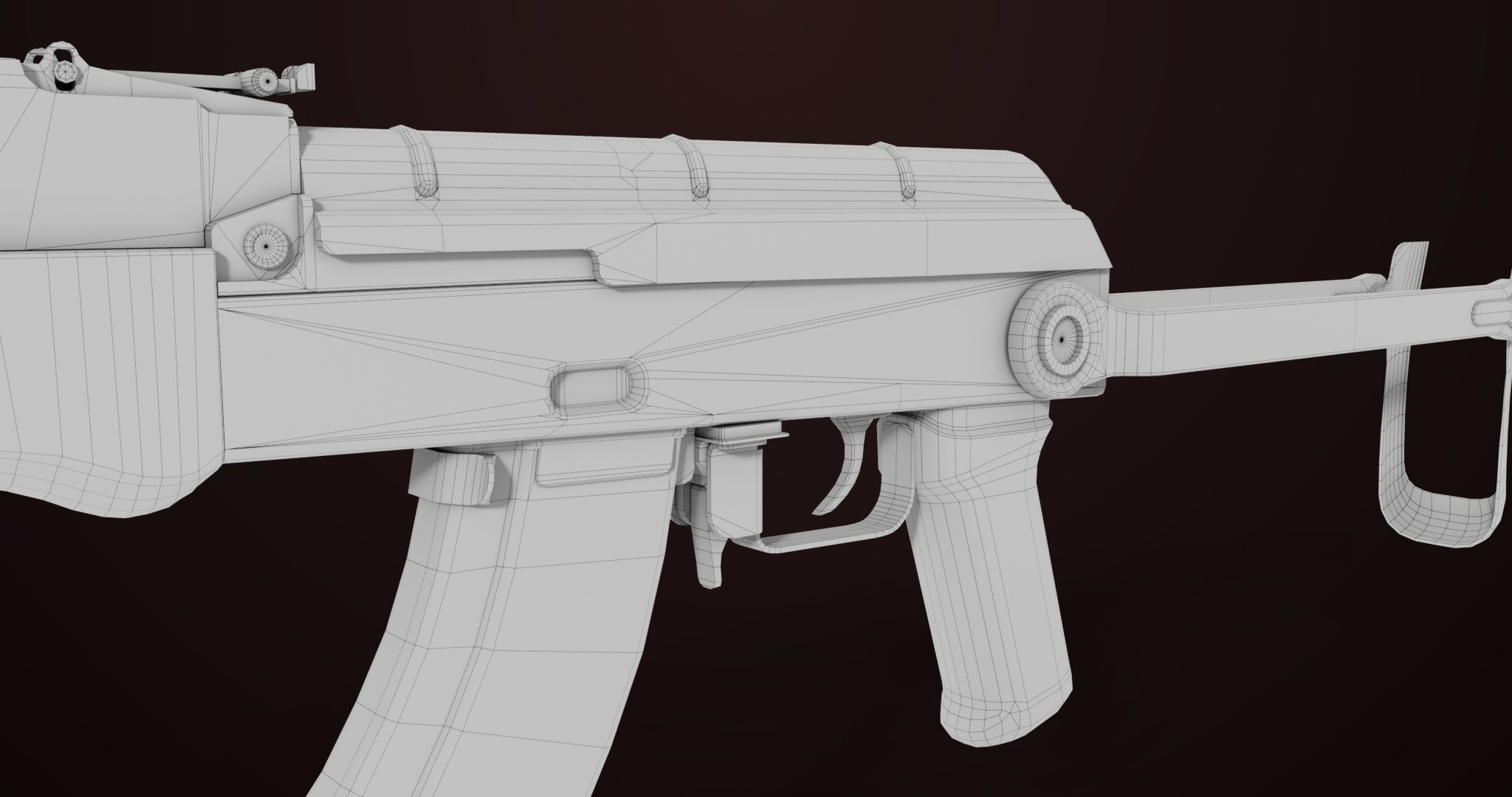 AKMS Light Machine Gun 10 Metal All PBR Unity Low-poly 3D model_79