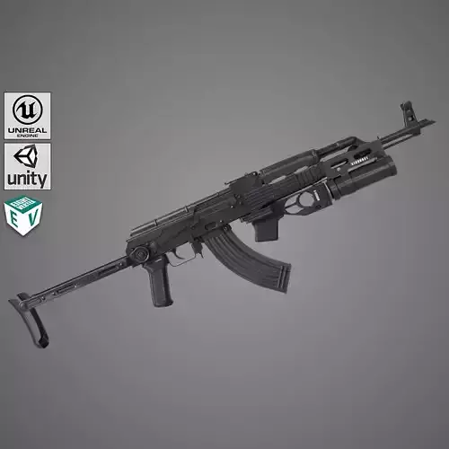 AKMS Light Machine Gun 10 Metal All PBR Unity Low-poly 3D model