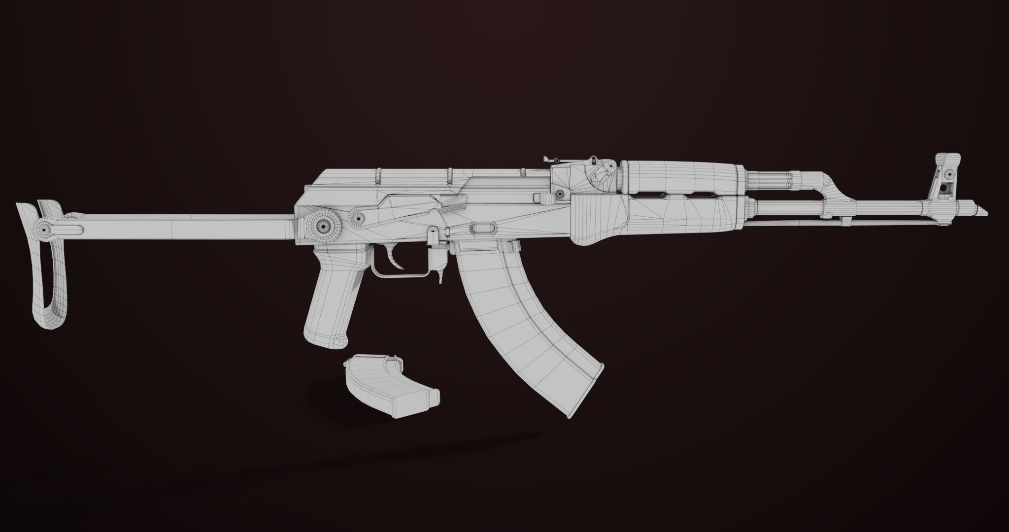 AKMS Light Machine Gun 10 Metal All PBR Unity Low-poly 3D model_57
