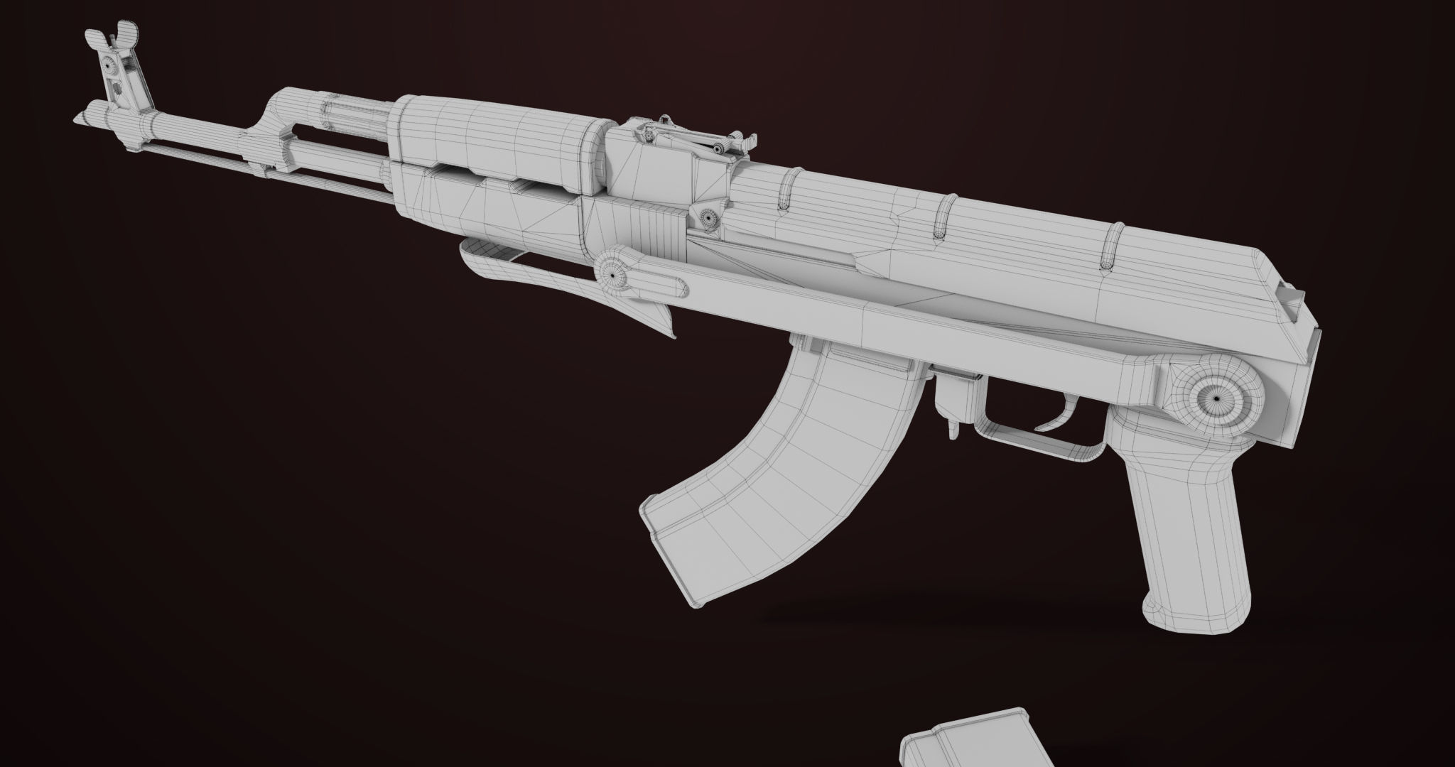 AKMS Light Machine Gun 10 Metal All PBR Unity Low-poly 3D model_83