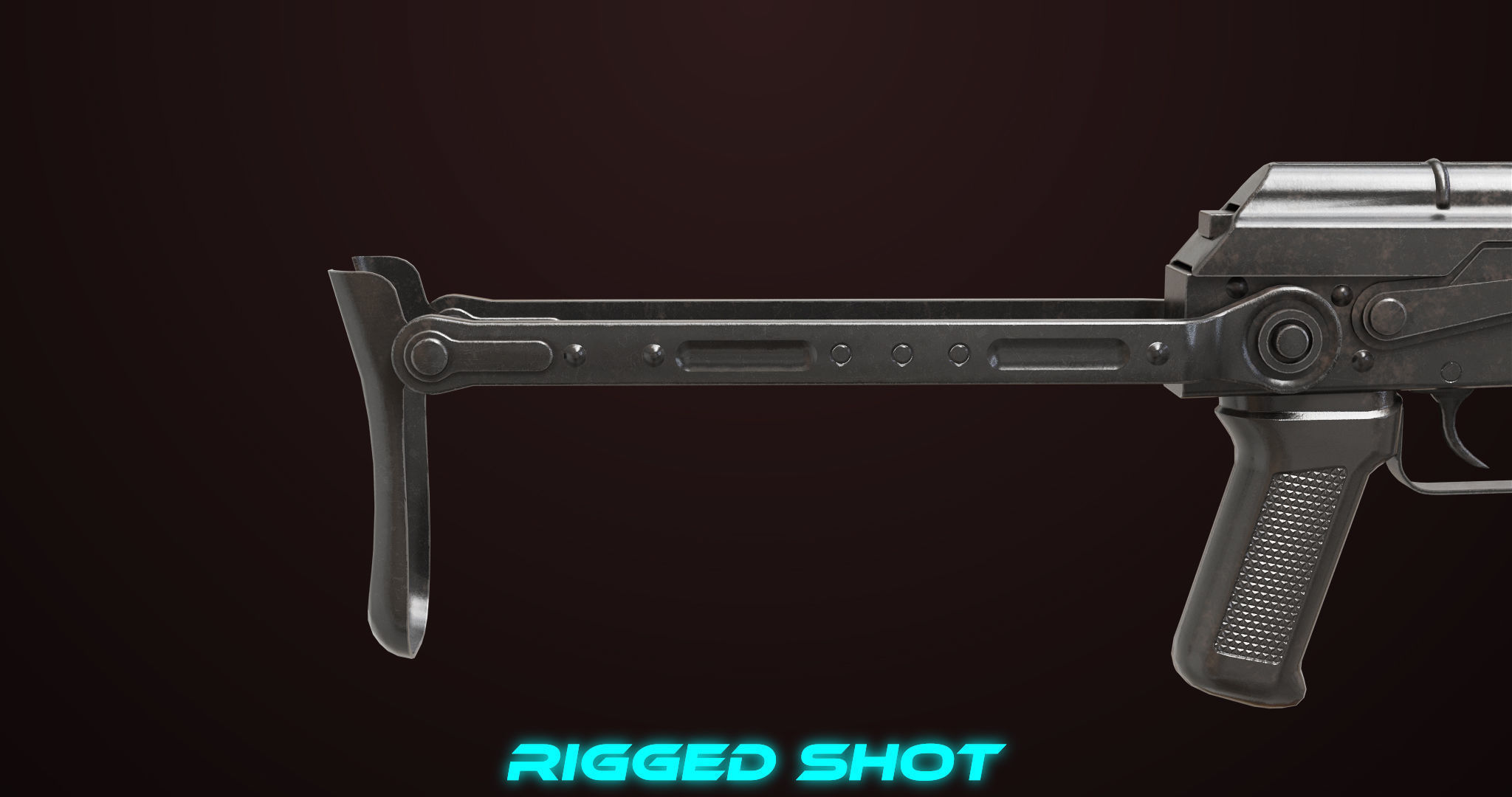 AKMS Light Machine Gun 10 Metal All PBR Unity Low-poly 3D model_23