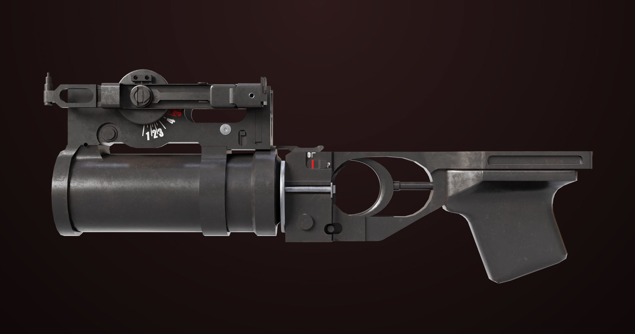 AKMS Light Machine Gun 10 Metal All PBR Unity Low-poly 3D model_29