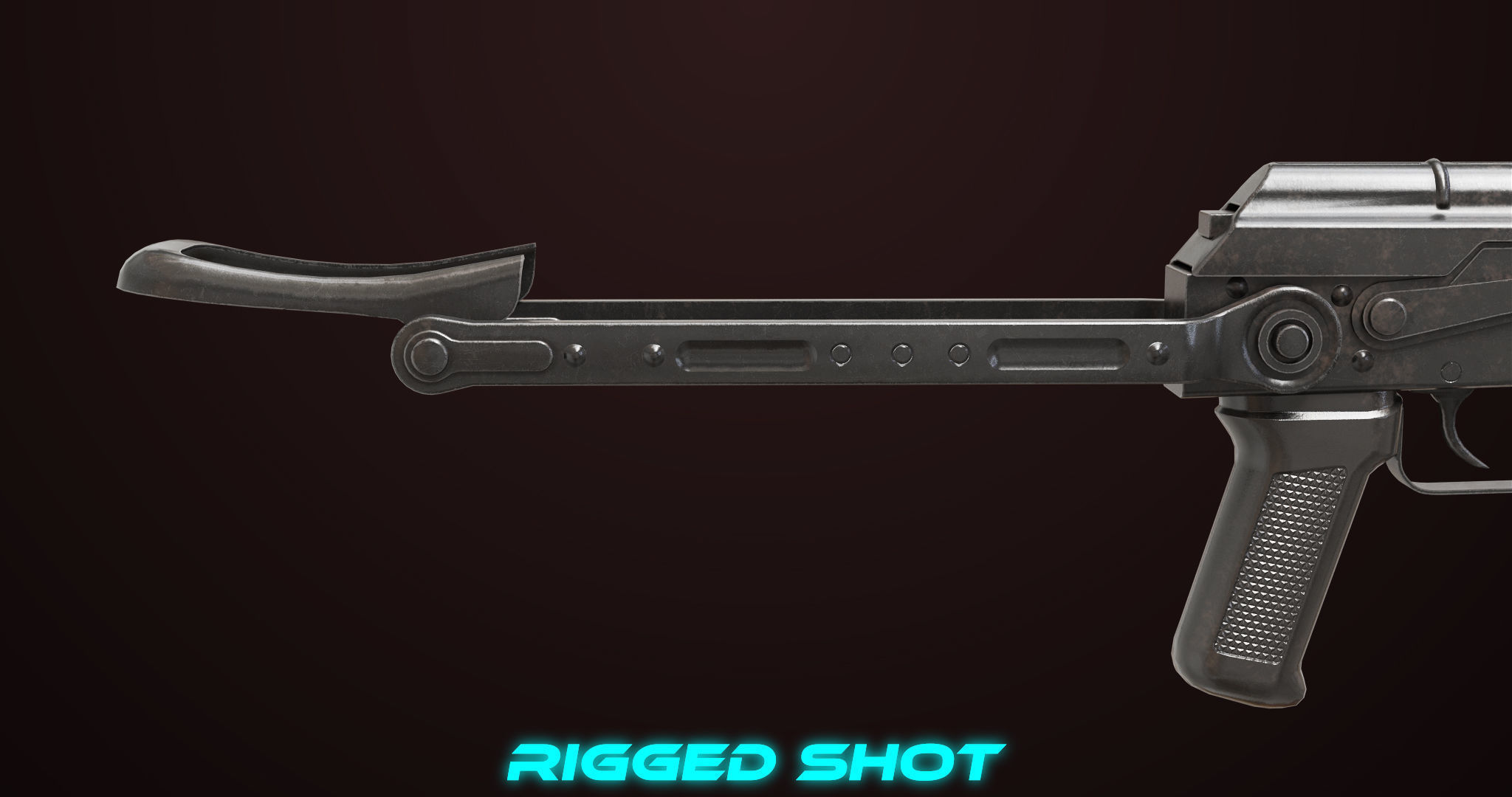 AKMS Light Machine Gun 10 Metal All PBR Unity Low-poly 3D model_24