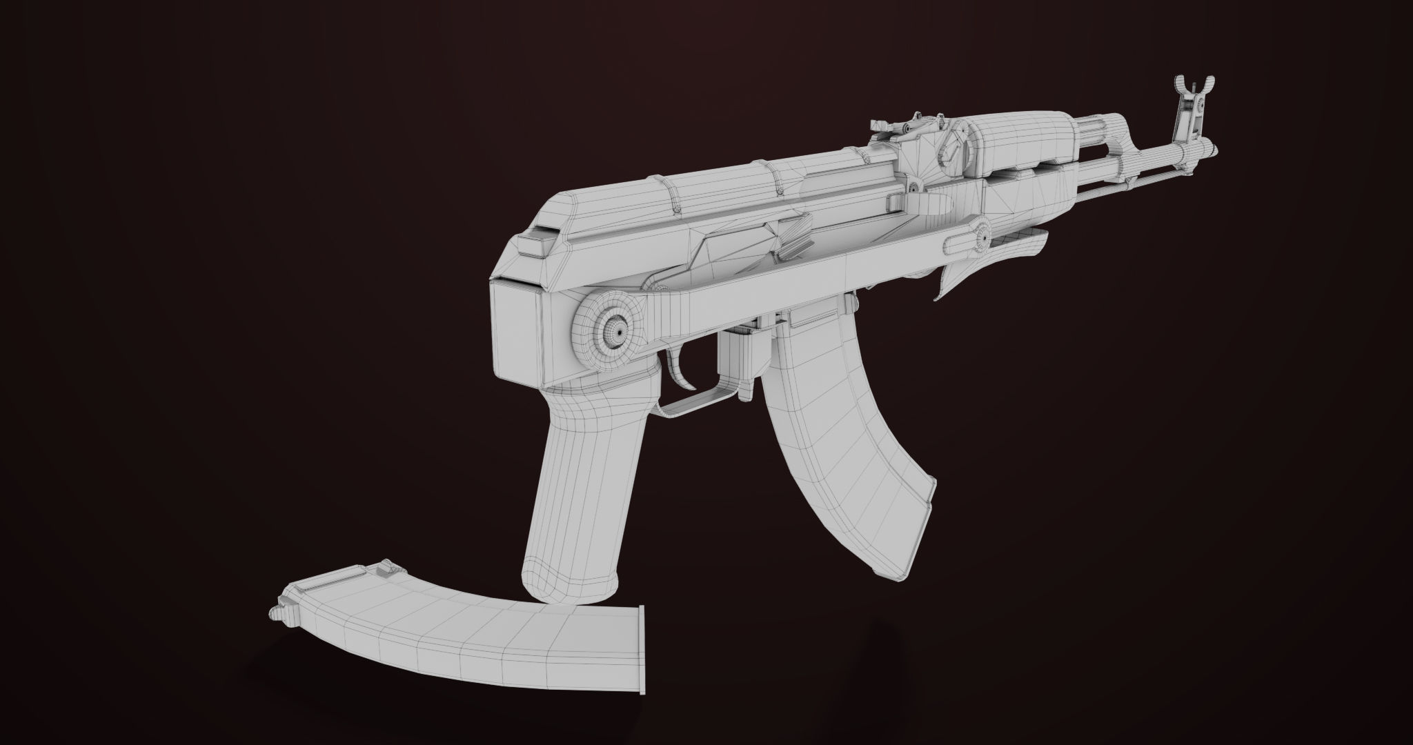 AKMS Light Machine Gun 10 Metal All PBR Unity Low-poly 3D model_84