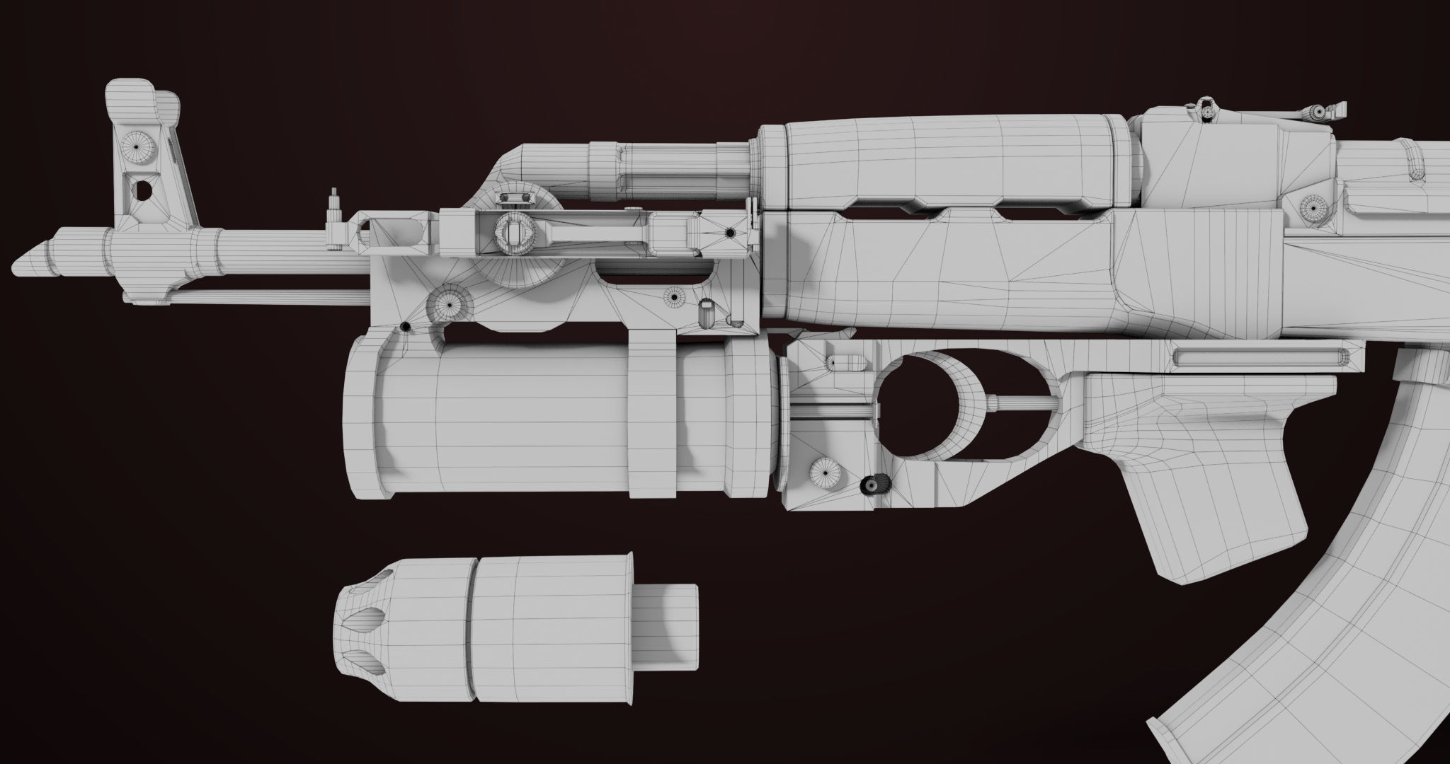 AKMS Light Machine Gun 10 Metal All PBR Unity Low-poly 3D model_91