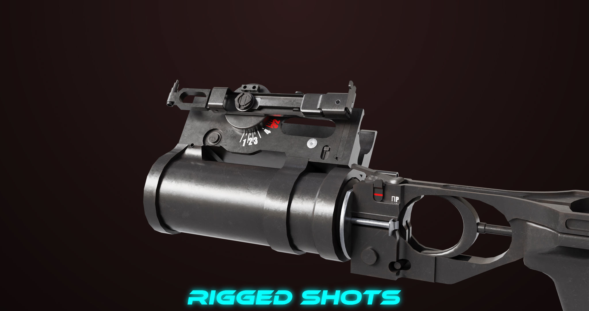 AKMS Light Machine Gun 10 Metal All PBR Unity Low-poly 3D model_53