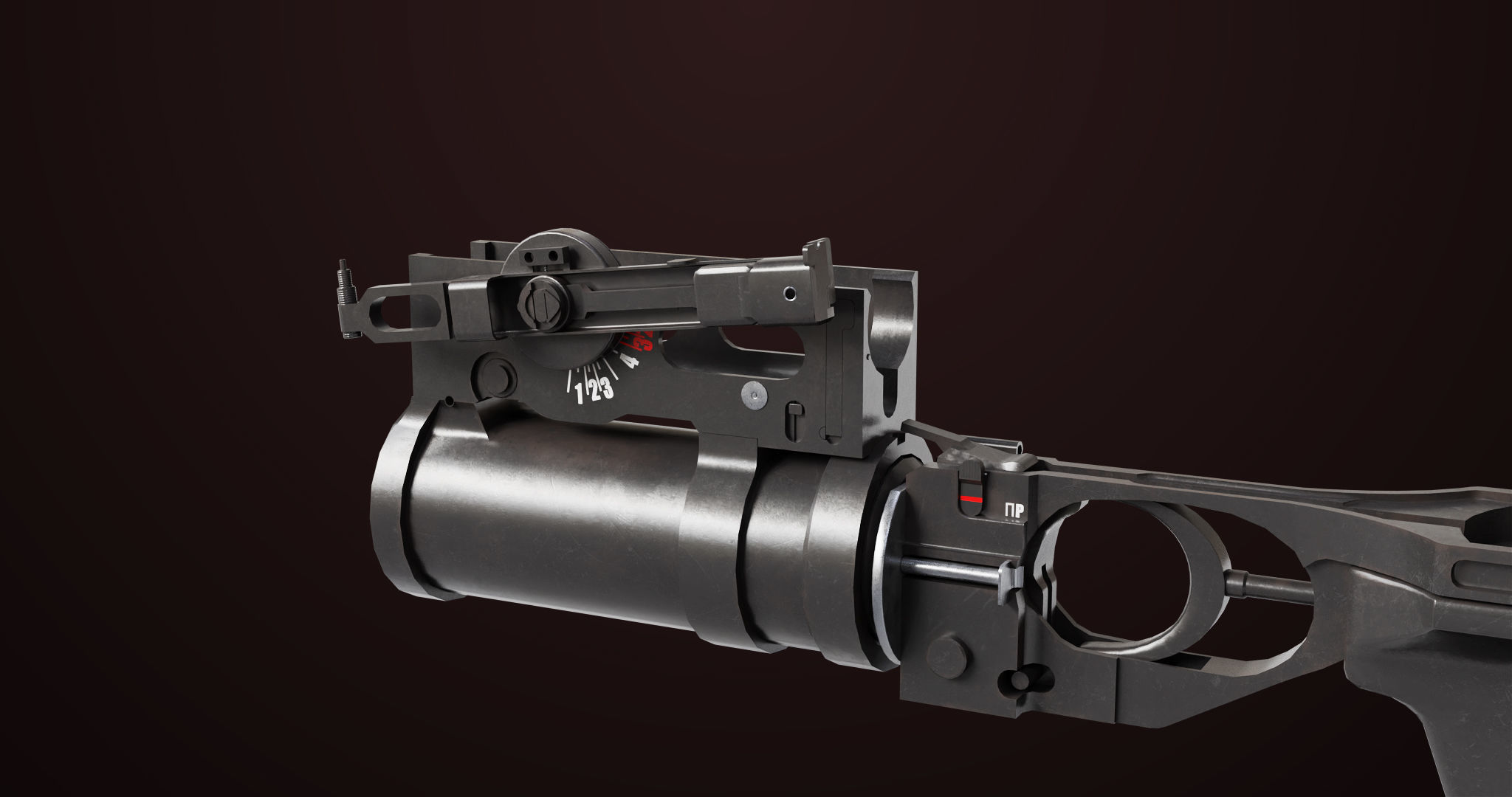 AKMS Light Machine Gun 10 Metal All PBR Unity Low-poly 3D model_52