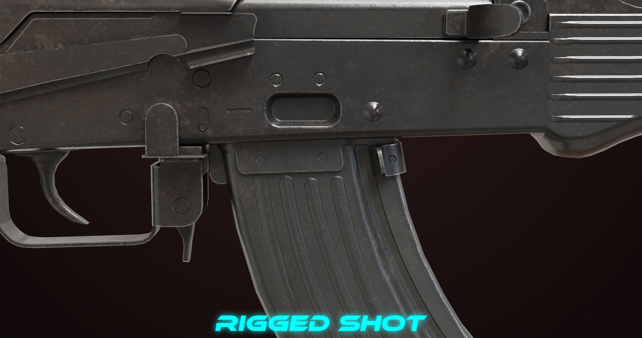 AKMS Light Machine Gun 10 Metal All PBR Unity Low-poly 3D model_22