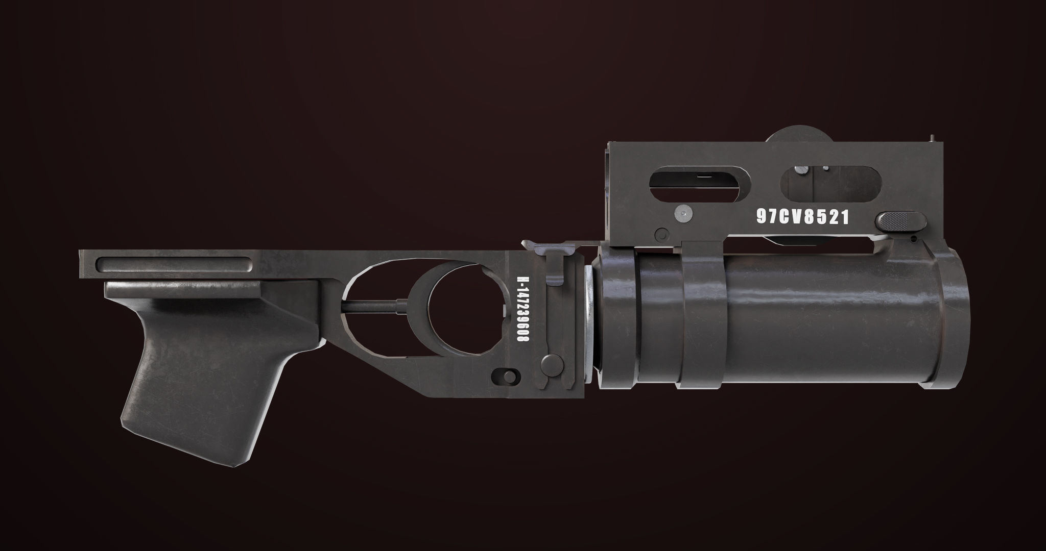 AKMS Light Machine Gun 10 Metal All PBR Unity Low-poly 3D model_31