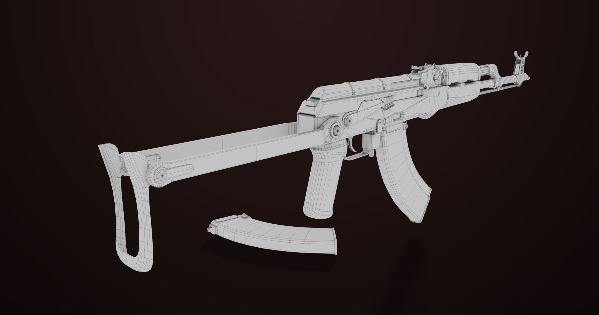 AKMS Light Machine Gun 10 Metal All PBR Unity Low-poly 3D model_58