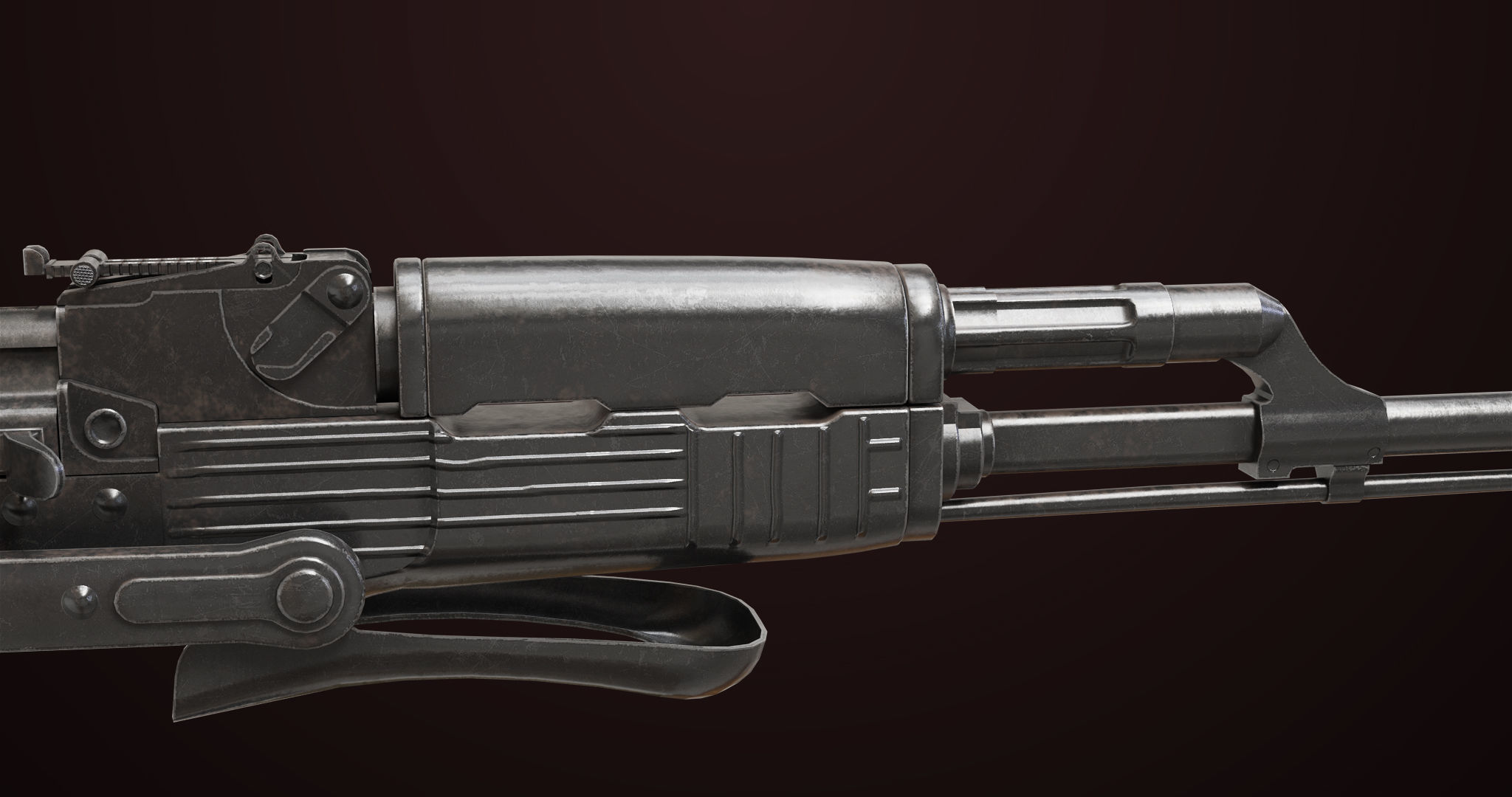 AKMS Light Machine Gun 10 Metal All PBR Unity Low-poly 3D model_28