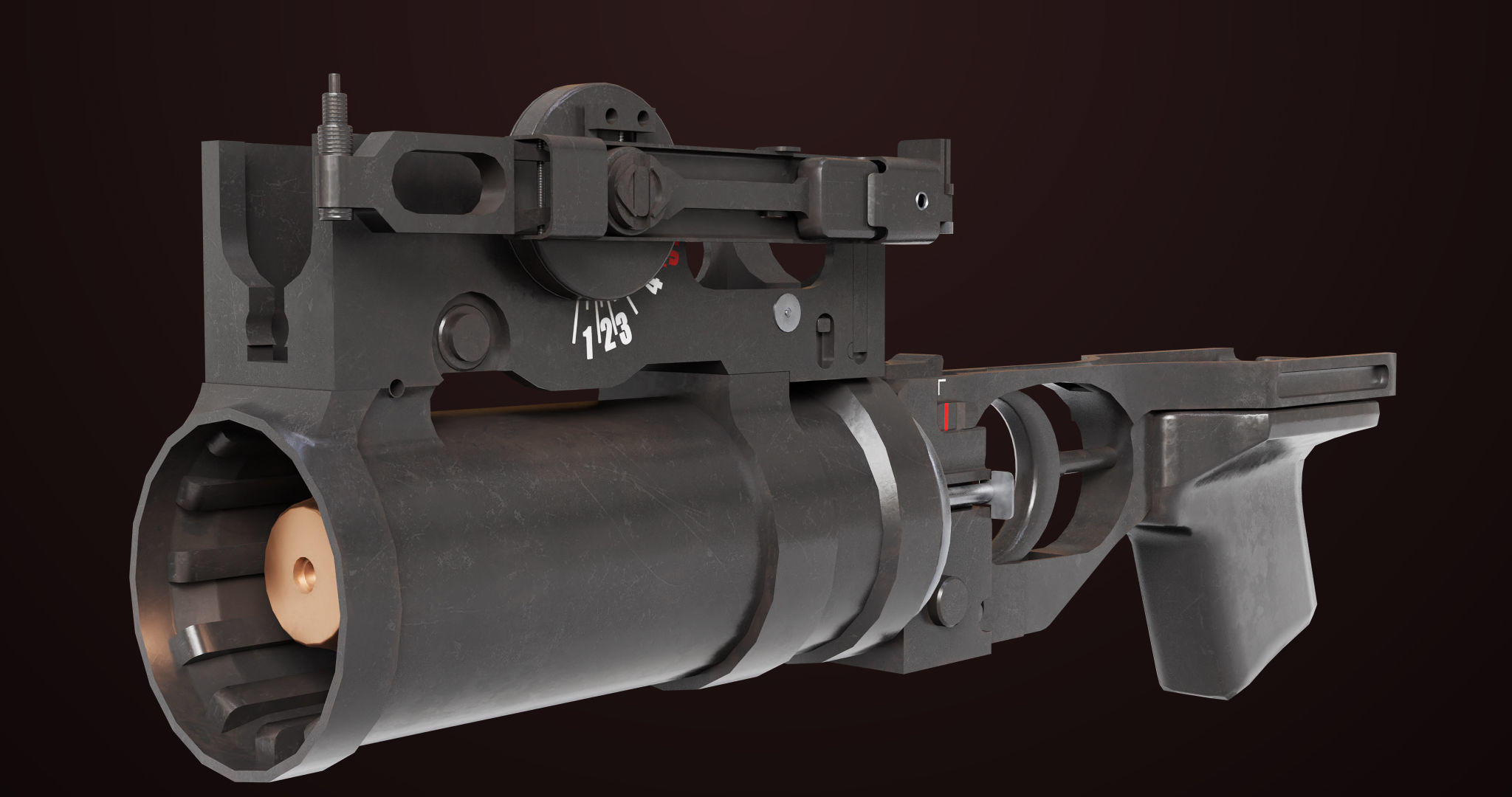 AKMS Light Machine Gun 10 Metal All PBR Unity Low-poly 3D model_34