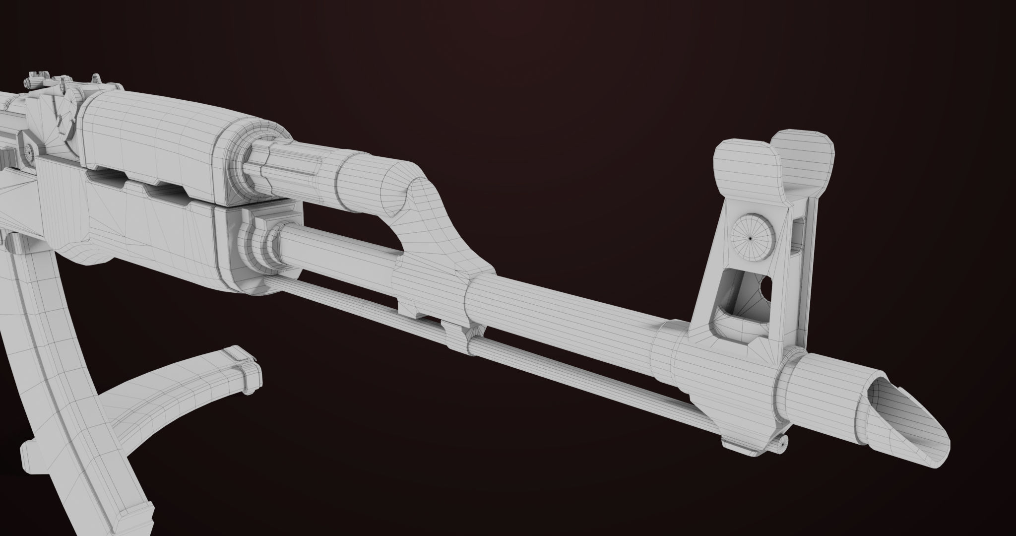 AKMS Light Machine Gun 10 Metal All PBR Unity Low-poly 3D model_61