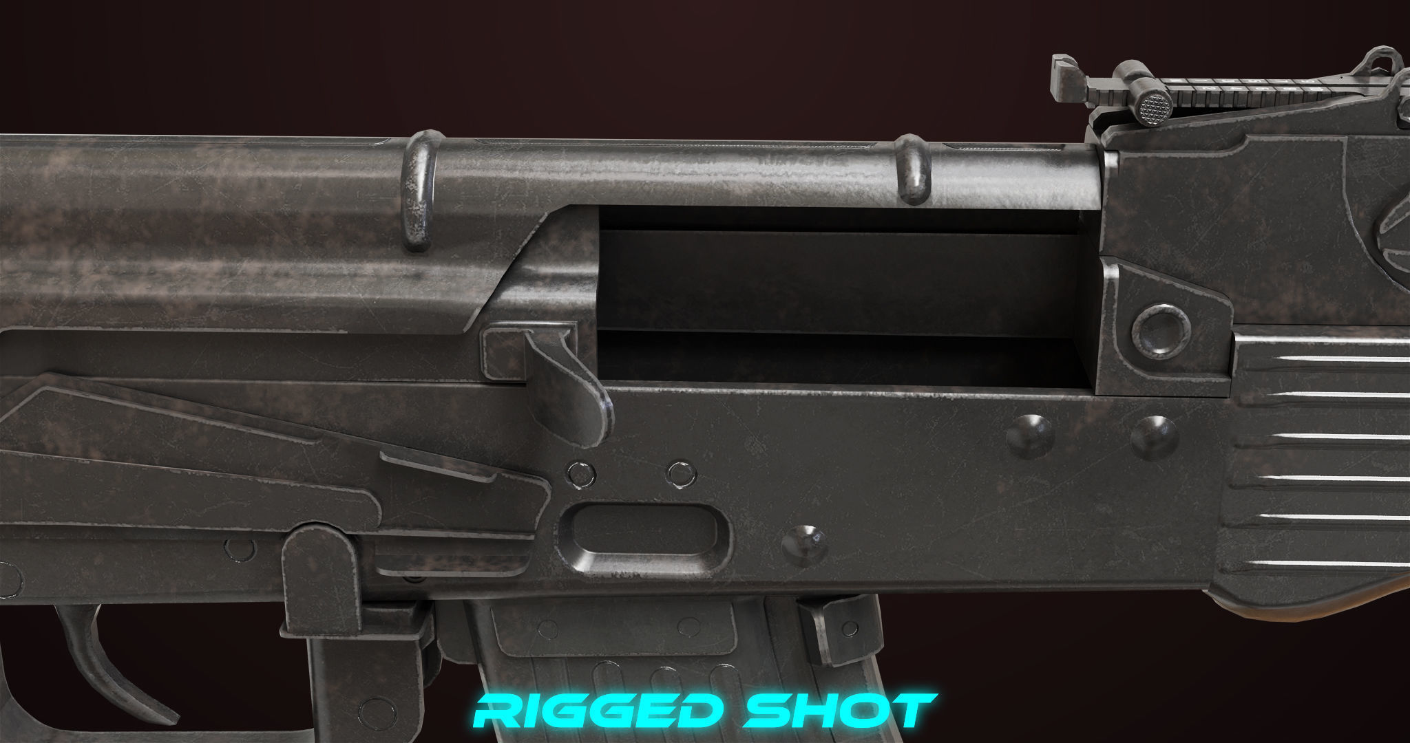 AKMS Light Machine Gun 10 Metal All PBR Unity Low-poly 3D model_8