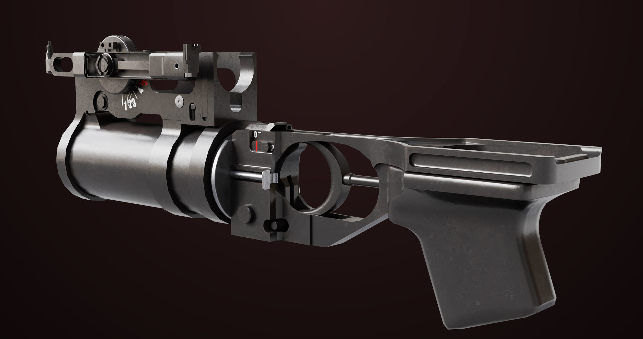 AKMS Light Machine Gun 10 Metal All PBR Unity Low-poly 3D model_33