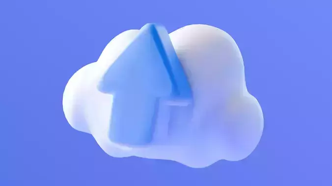 Marketing Icons - Cloud Upload Low-poly 3D model