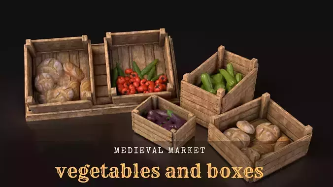 Medieval Market- Vegetables and Boxes