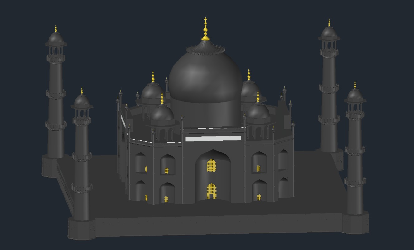 Taj Mahal CAD Model 3D print model_13