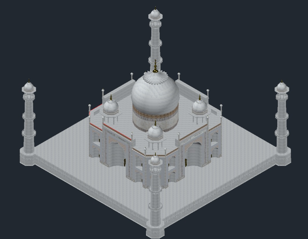 Taj Mahal CAD Model 3D print model_4