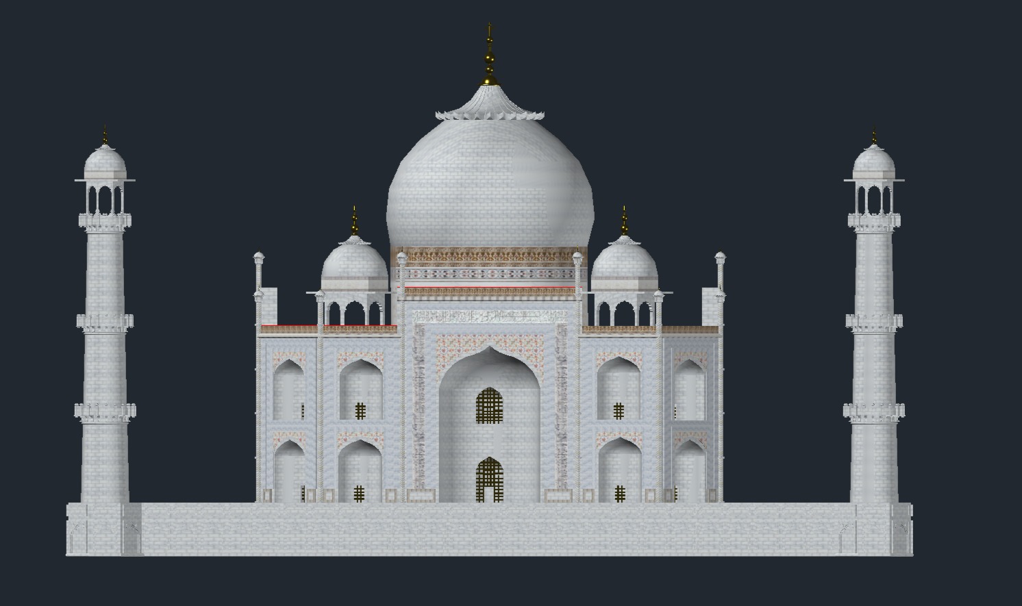 Taj Mahal CAD Model 3D print model_3