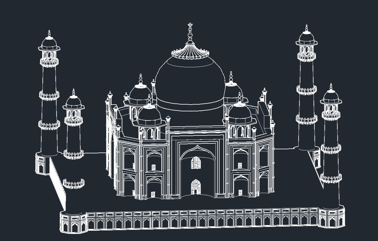 Taj Mahal CAD Model 3D print model_12