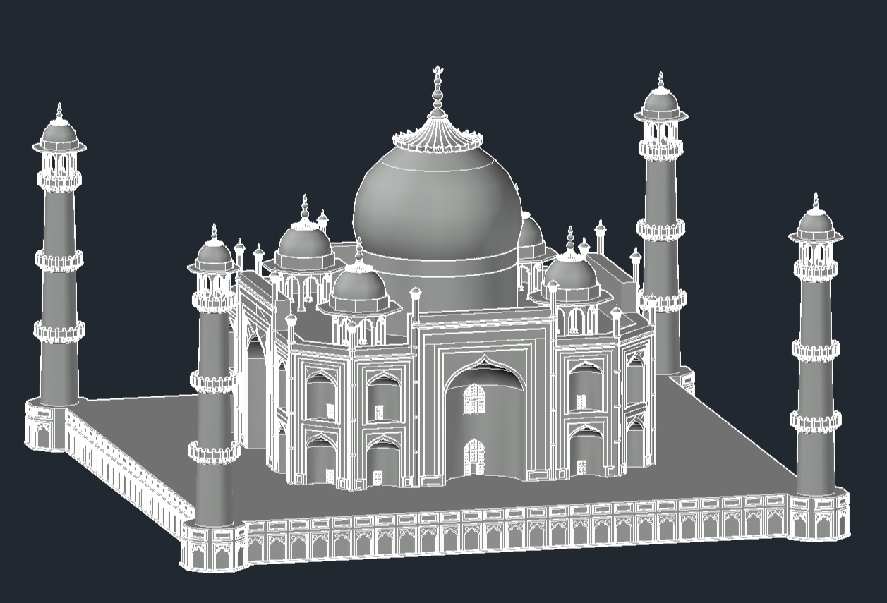 Taj Mahal CAD Model 3D print model_11