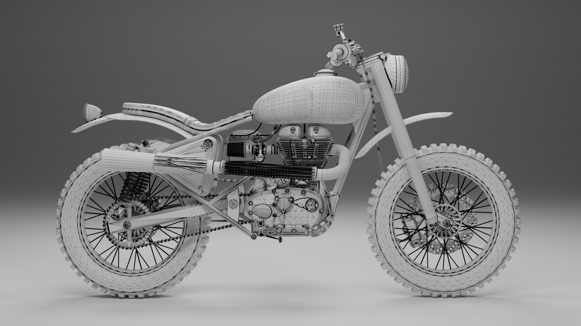 Custom Royal Enfield Scrambler Low-poly 3D model_11
