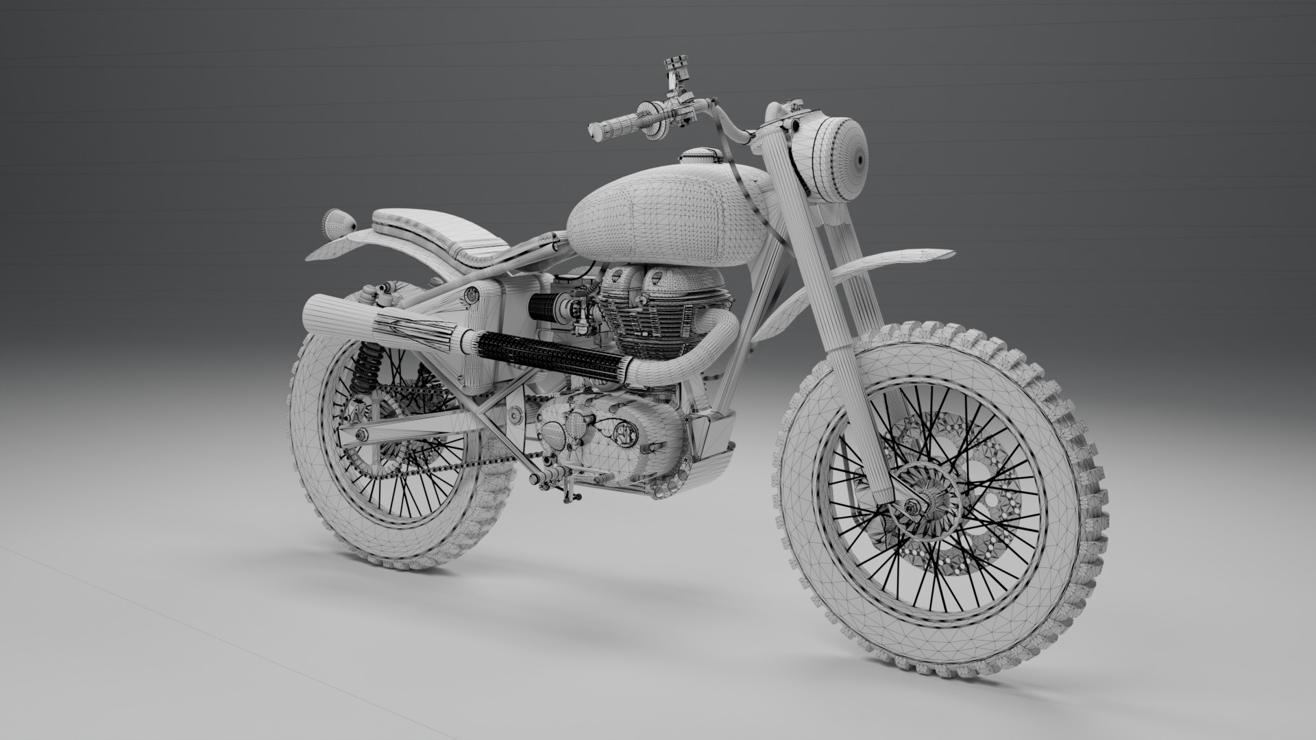 Custom Royal Enfield Scrambler Low-poly 3D model_10