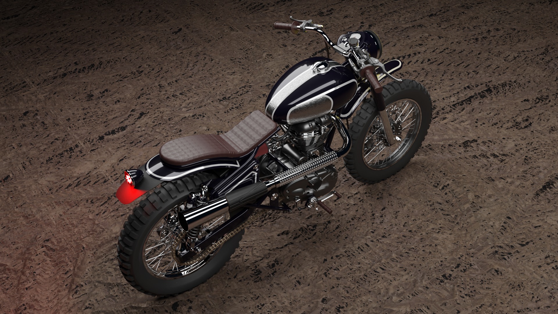 Custom Royal Enfield Scrambler Low-poly 3D model_4
