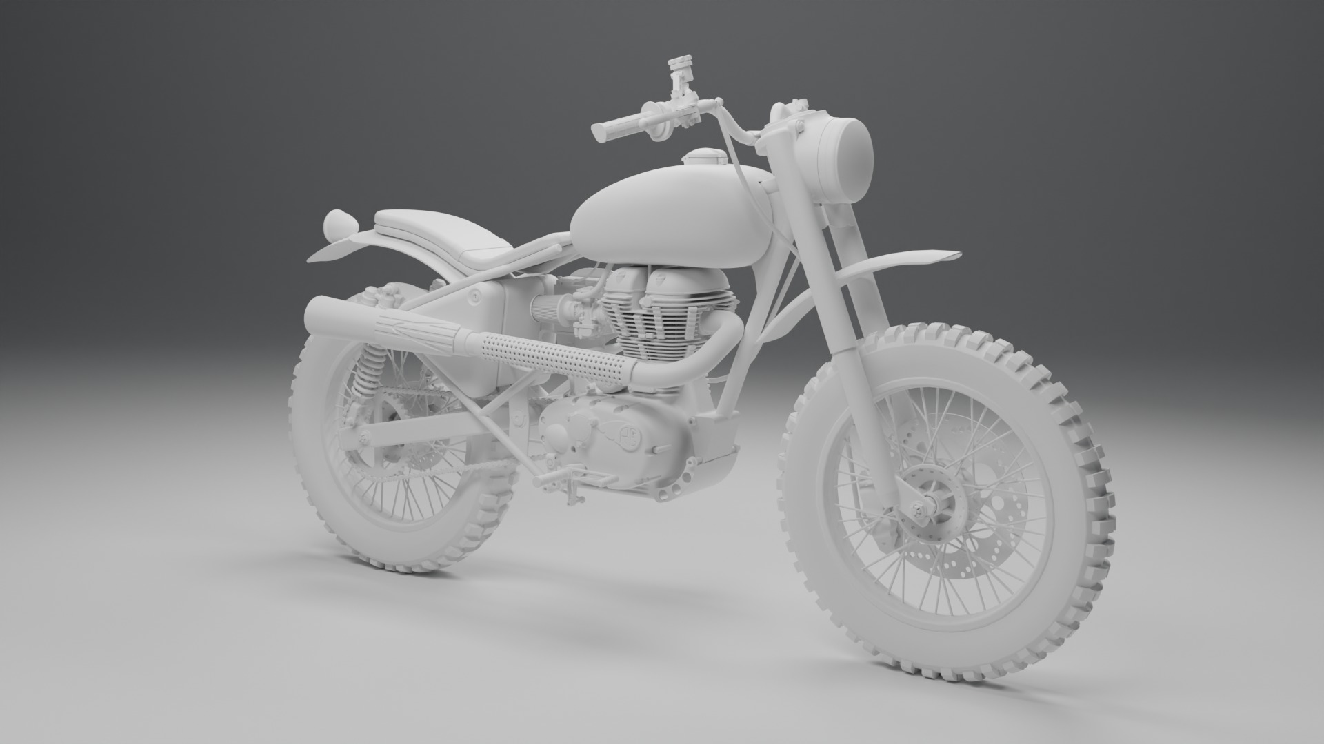 Custom Royal Enfield Scrambler Low-poly 3D model_5