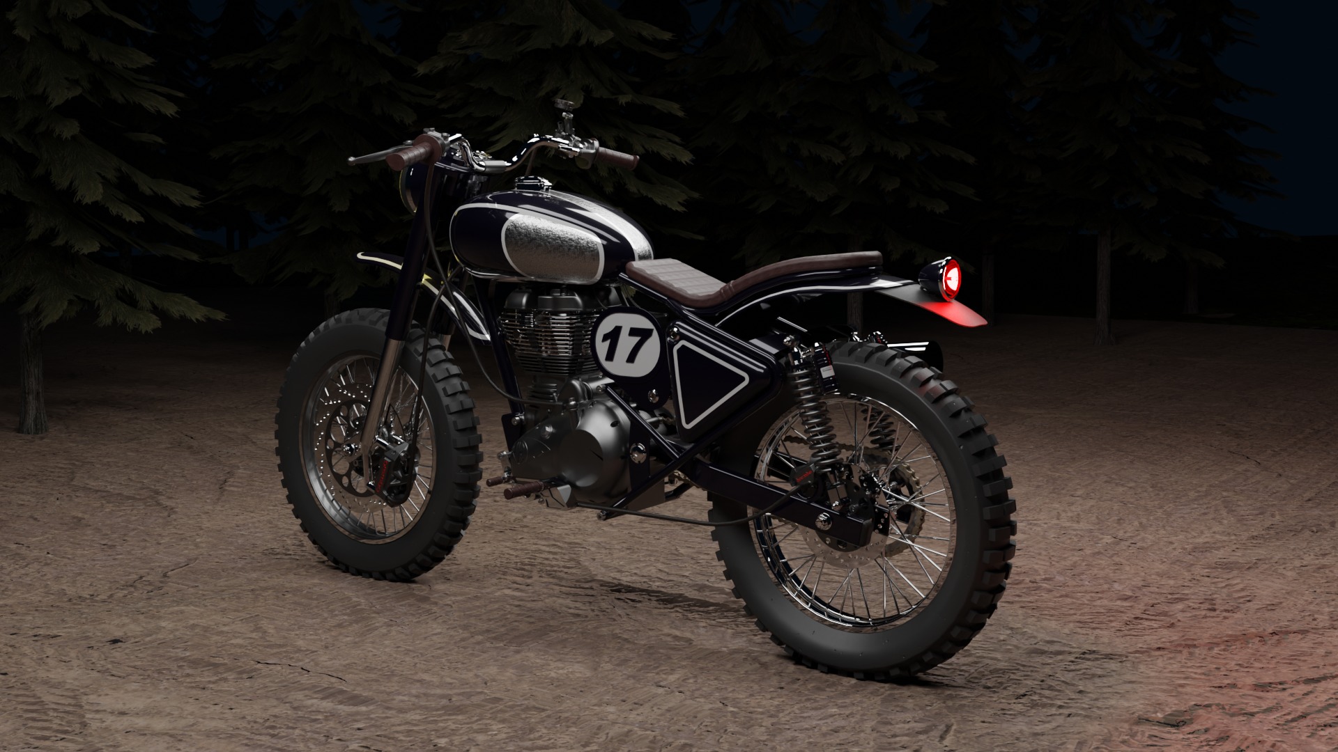 Custom Royal Enfield Scrambler Low-poly 3D model_3