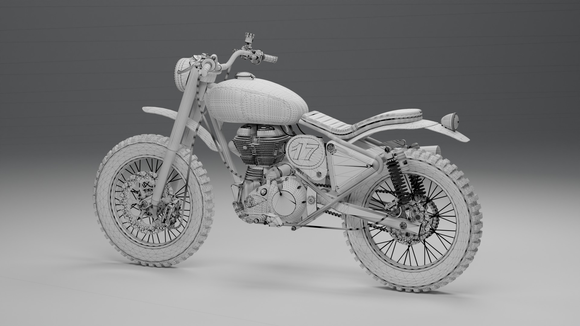 Custom Royal Enfield Scrambler Low-poly 3D model_14