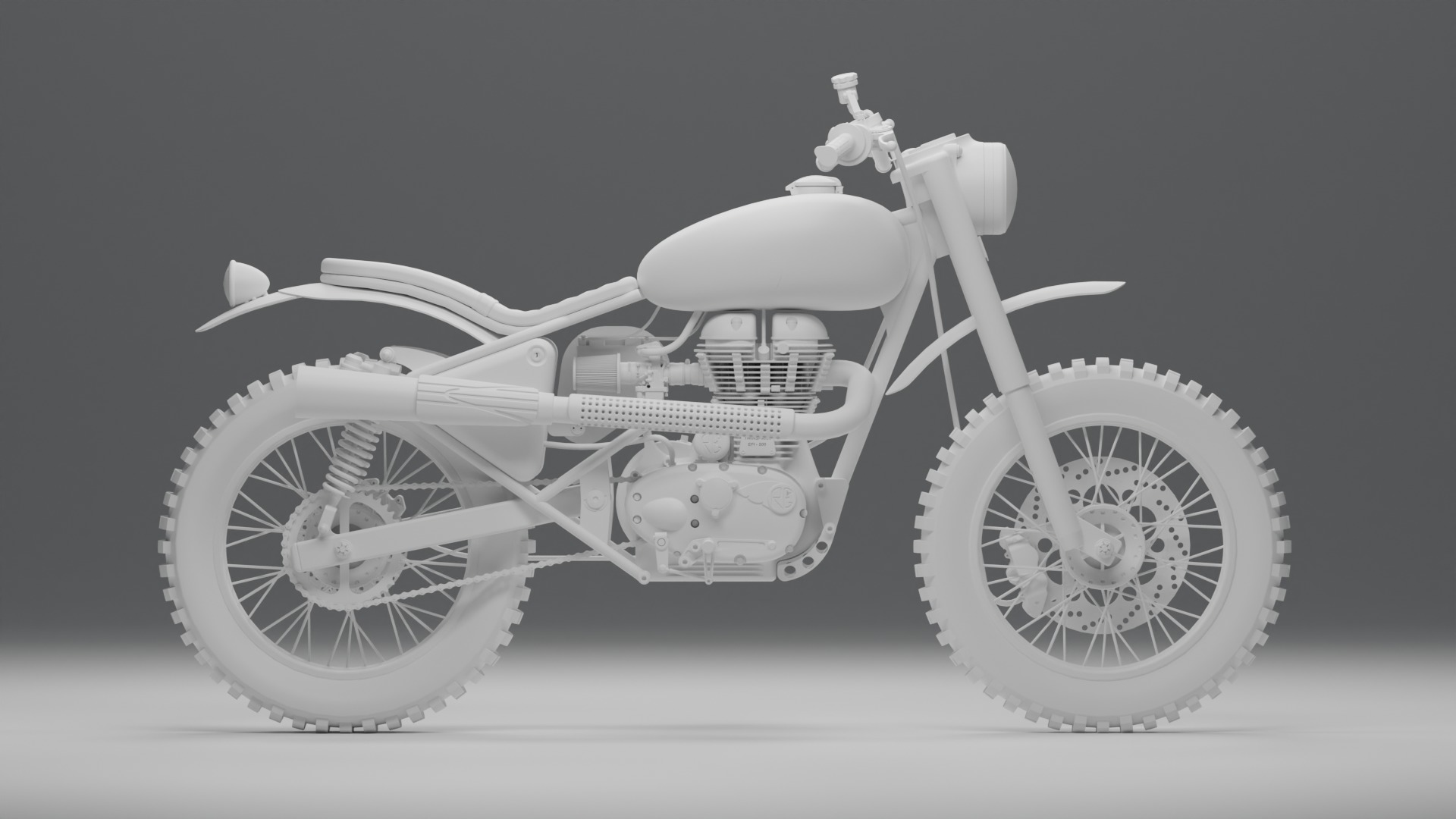 Custom Royal Enfield Scrambler Low-poly 3D model_6